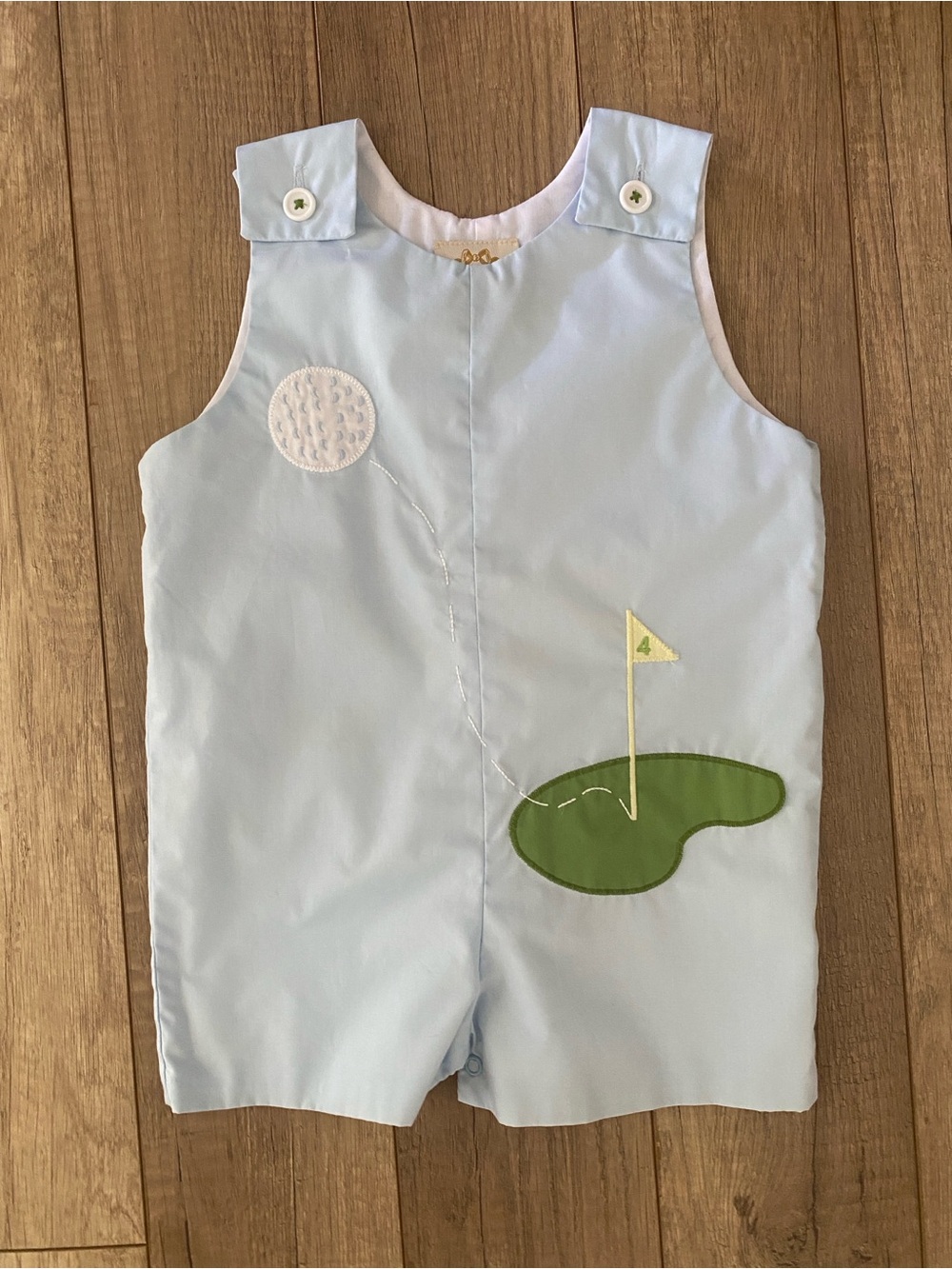 TBBC Light Blue Golf Appliqué Kids Romper
